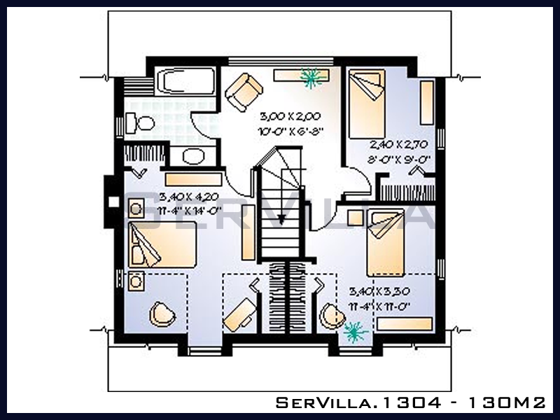 130 m2 Çelik Villa Modeli4 Çelik Villa, Çelik Ev Anahtar Teslim Ev