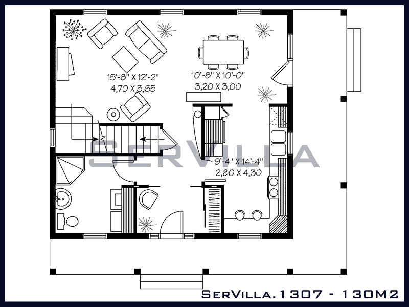 130 m2 Çelik Villa Modeli7 Çelik Villa, Çelik Ev Anahtar Teslim Ev